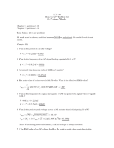 µ V V V V V 120 )73.169)(707.0( 707.0 2 = ≈ × ≈ = Hz mS T f mS s