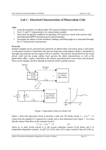 Lab 1 – Electrical Characteristics of Photovoltaic Cells