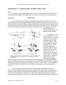 Experiment 27: Characteristics of Photovoltaic Cells