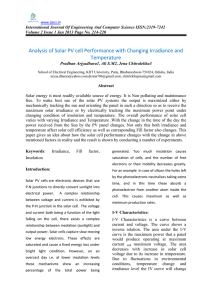 Analysis of Solar PV cell Performance with Changing Irradiance and