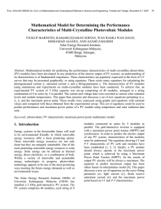 NEW EQUATIONS OF PHOTOVOLTAIC MODULE CHARACTERISTIC