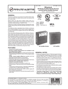 Wheelock AS Series Audible Strobe Devices and AH Series Audible