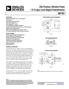 AD5165 256-Position, Ultralow Power 1.8 V Logic