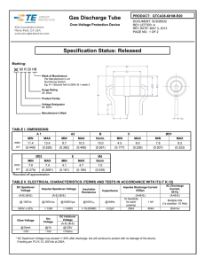 Gas Discharge Tube Specification Status: Released