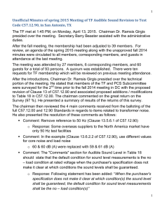 Unofficial Minutes of spring 2015 Meeting of TF Audible Sound