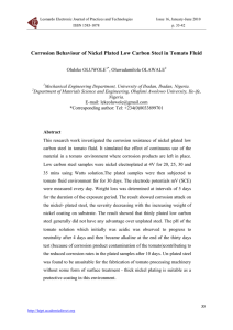 Corrosion Behaviour of Nickel Plated Low Carbon Steel in Tomato