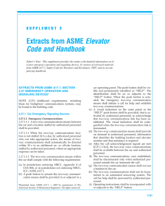 Extracts from ASME Elevator Code and Handbook