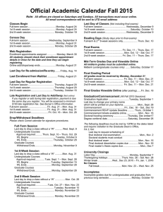 Official Academic Calendar Fall 2015