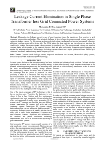 Leakage Current Elimination in Single Phase Transformer less Grid