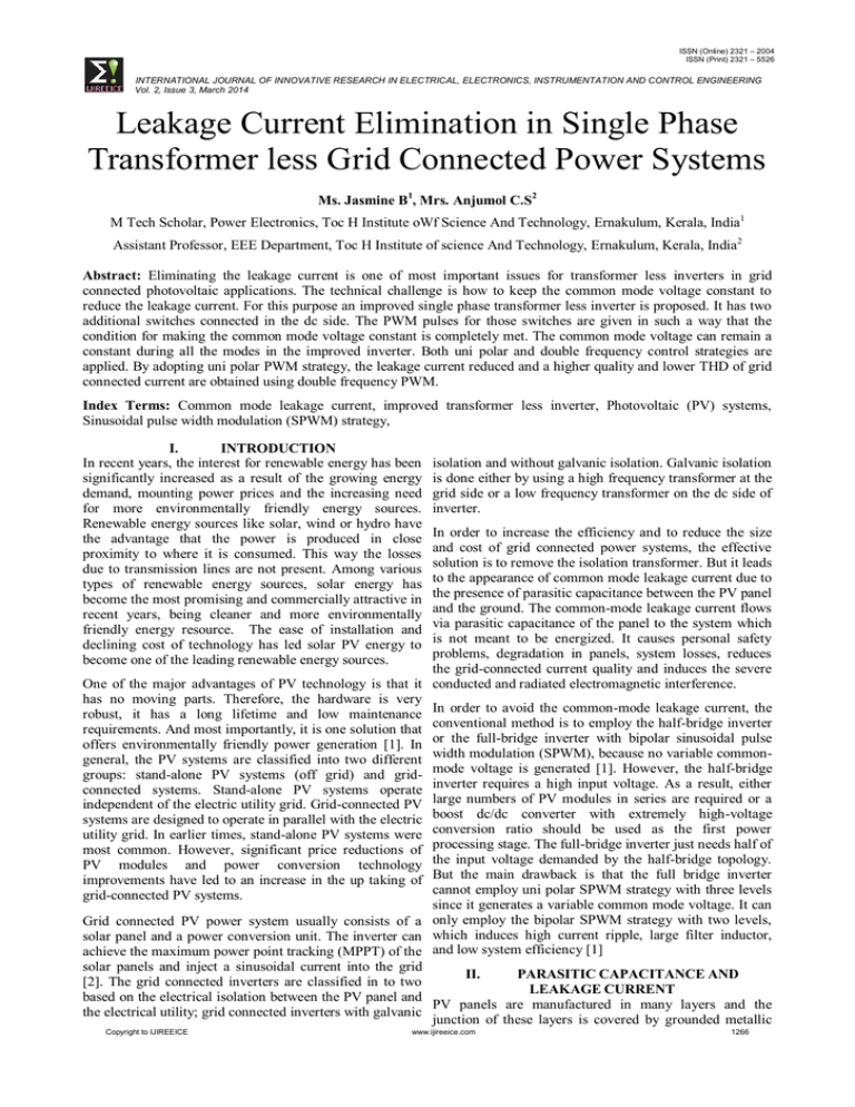 leakage-current-elimination-in-single-phase-transformer-less-grid