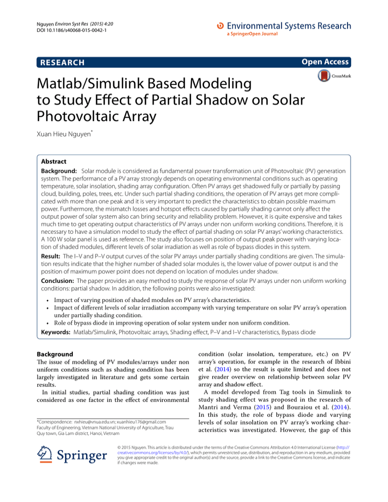 Matlab/Simulink Based Modeling to Study Effect of Partial Shadow