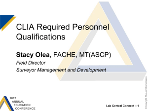 CLIA Required Personnel Qualifications