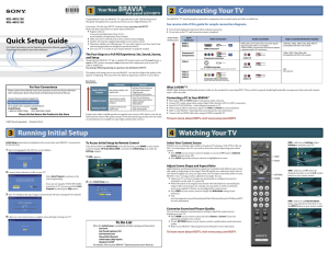 Quick Setup Guide Connecting Your TV Watching Your TV