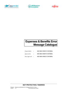 Expenses and Benefits Error Message Catalogue 2015-16