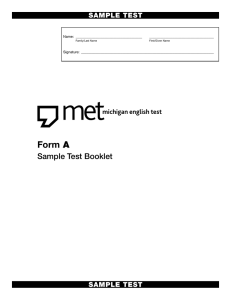 Sample Test A Test Booklet