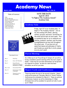 Weekly Newsletter for March 1, 2012