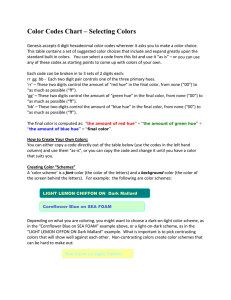 Color Codes Chart – Selecting Colors