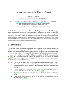 Fear and Loathing of the English Passive