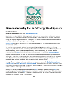 Siemens Industry Inc. is CxEnergy Gold Sponsor