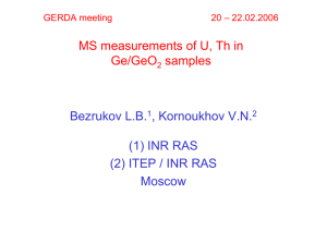MS measurements of U, Th in Ge/GeO samples Bezrukov L.B.1
