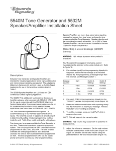 5540M Tone Generator and 5532M Speaker/Amplifier Installation