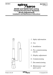 SA422 and SA423Self-acting Temperature Control Systems (Knob