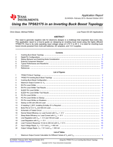 Using the TPS62175 in an Inverting Buck Boost Topology (Rev. A)