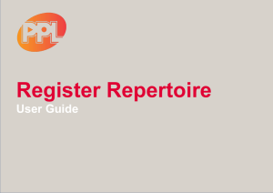 myPPL User Guide - Register Repertoire