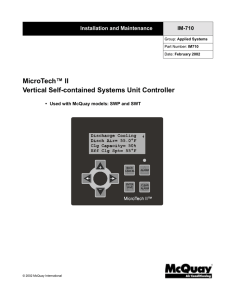 MicroTech™ II Vertical Self-contained Systems Unit Controller