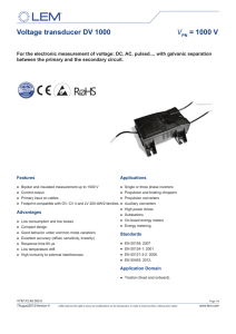 Voltage transducer DV 1000 V = 1000 V