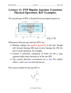 Lecture 11: PNP Bipolar Junction Transistor Physical Operation. BJT