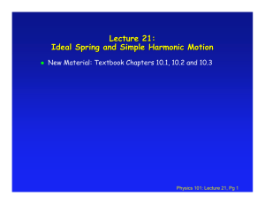 Lecture 21: Ideal Spring and Simple Harmonic Motion