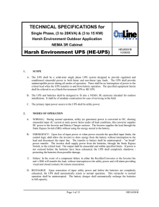 TECHNICAL SPECIFICATION FOR A 3 TO 15 KVA