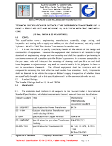 Technical Specification 10-16-25 KVA, 4 star rating Transformer