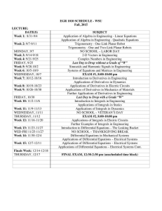 EGR 1010 SCHEDULE - WSU Fall, 2015 LECTURE: DATE(S