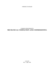 MECHANICAL COMPLETION AND COMMISSIONING