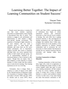 Learning Better Together: The Impact of Learning Communities on