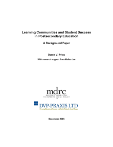 Learning Communities and Student Success in Postsecondary