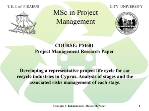 Developing a representative project life cycle for car recycle