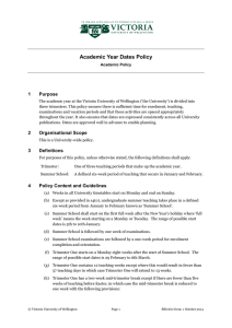 Academic Year Dates Policy - Victoria University of Wellington