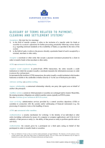 Glossary of terms related to payment, clearing and settlement systems