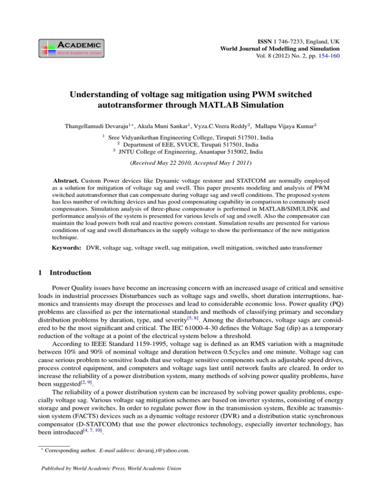 Understanding of voltage sag mitigation using PWM switched