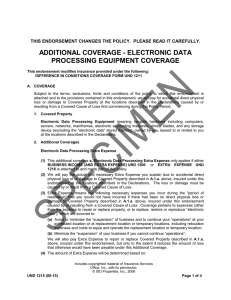 additional coverage - electronic data processing equipment coverage