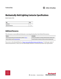 Mechanically-Held Lighting Contactor Specifications