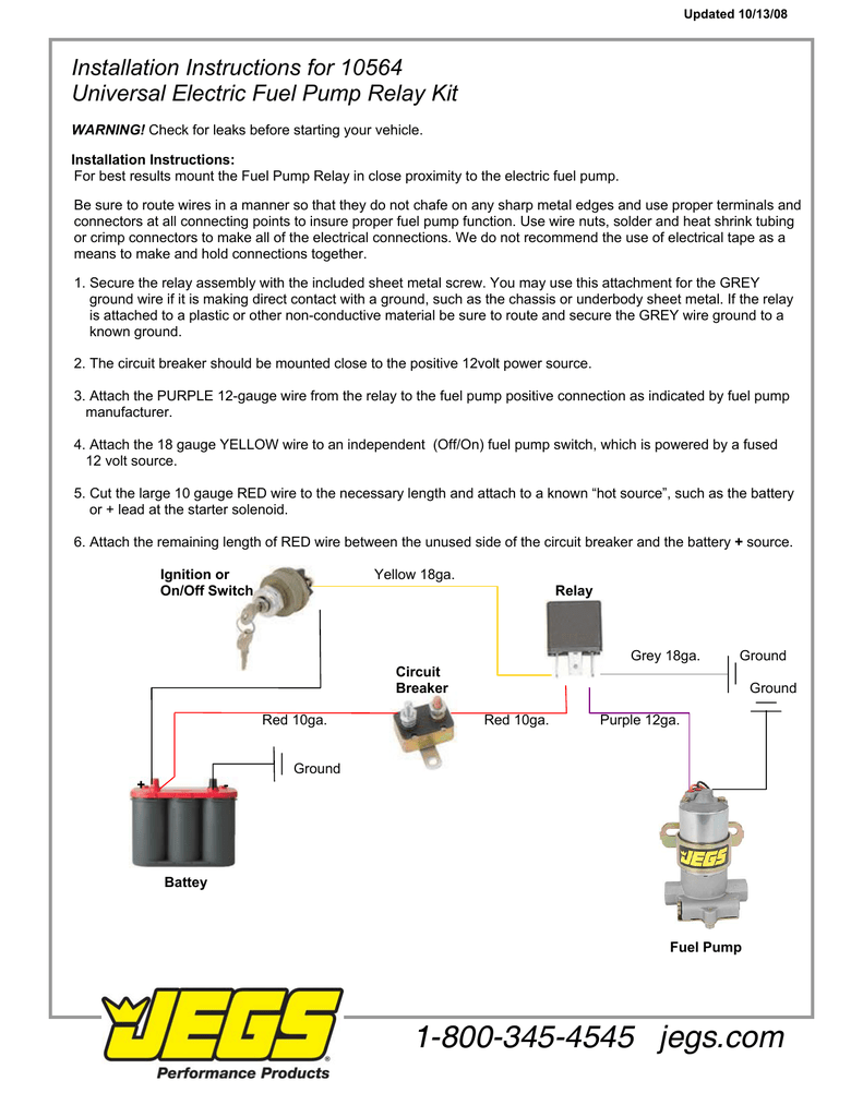 Jegs 10564 Installation Instructions