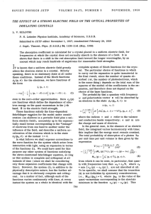 THE EFFECT OF A STRONG ELECTRIC FIELD ON THE OPTICAL