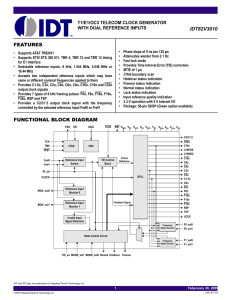 IDT82V3010 FEATURES FUNCTIONAL BLOCK DIAGRAM