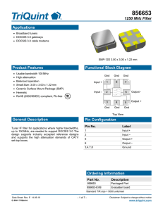 1250 MHz Filter Applications Product Features Functional Block