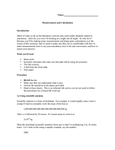 Name: Measurements and Calculations