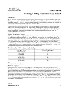 HardCopy II Military Temperature Range Support
